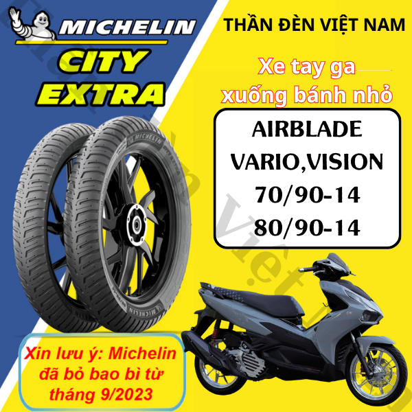 Vỏ lốp xe Michelin City Extra cho tay ga: AB, Vario, Vision...(70/90-14& 80/90-14 - CITY EXTRA)