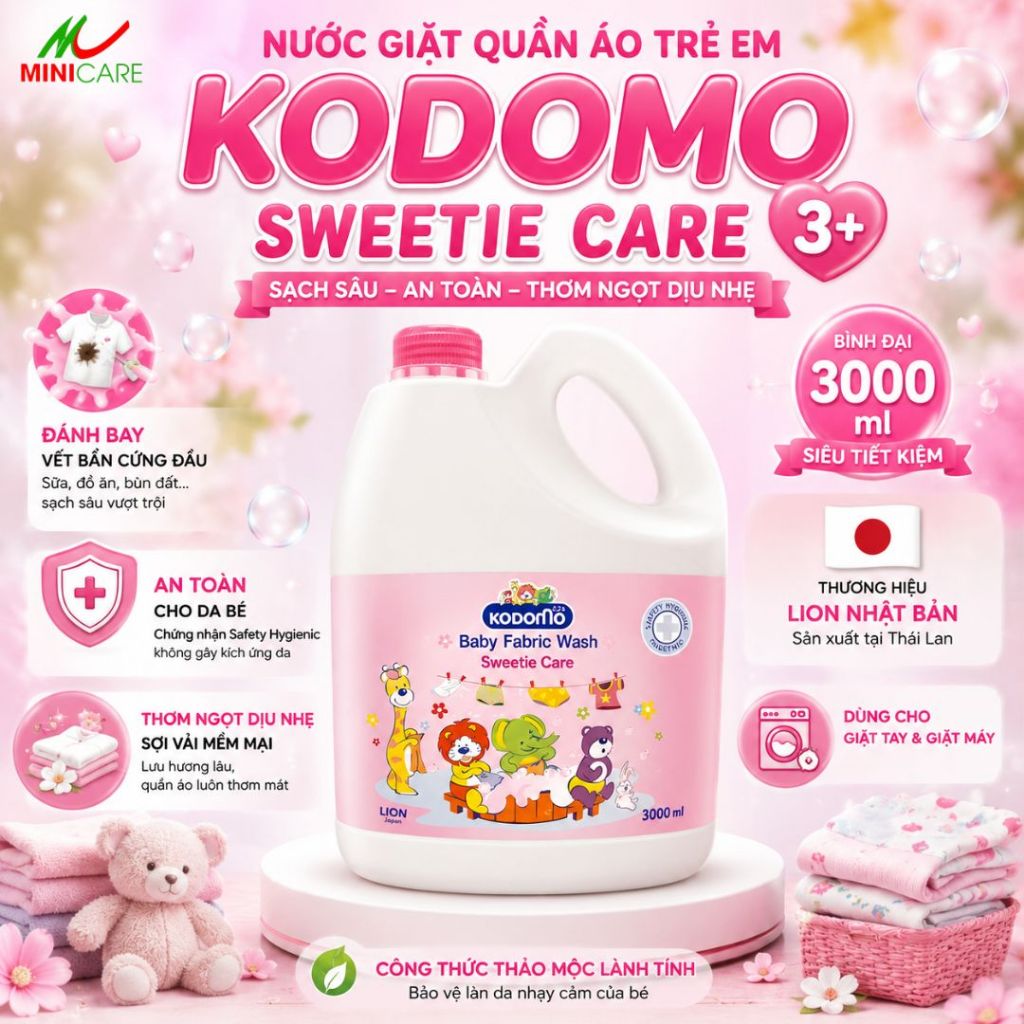 Nước giặt quần áo trẻ em Kodomo Sweetie Care (bình 3000ml) 3+