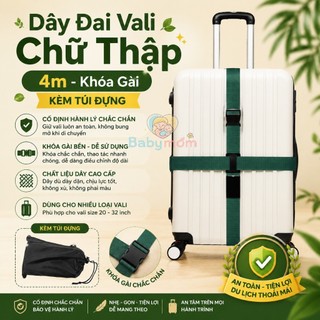 Dây đai cố định vali. Chống bị bung đồ. Dây đôi hình chữ thập 2m. Áp dụng Vali từ 18 đến 32 inch. (Tặng thẻ đeo hành lý)