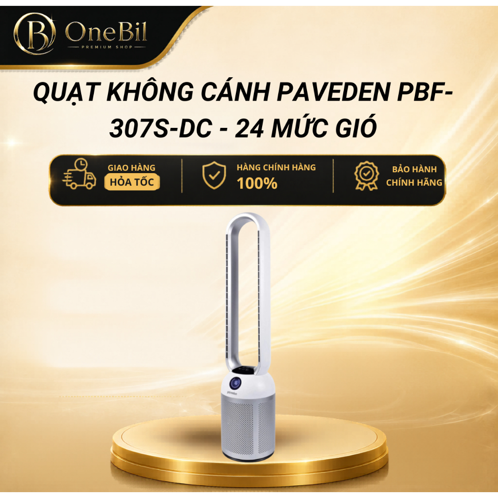 Quạt Không Cánh Paveden PBF-307S-DC - 24 mức gió - Chế độ hẹn giờ đến 12 giờ - Bảo Hành 12 Tháng