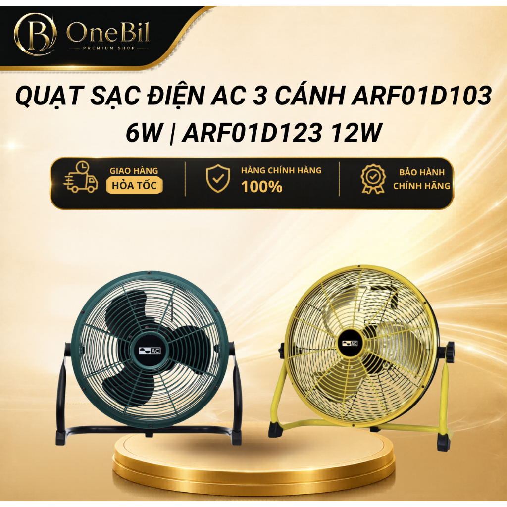 Quạt sạc điện AC 3 cánh ARF01D103 6W | ARF01D123 12W - Bảo hành 12 tháng