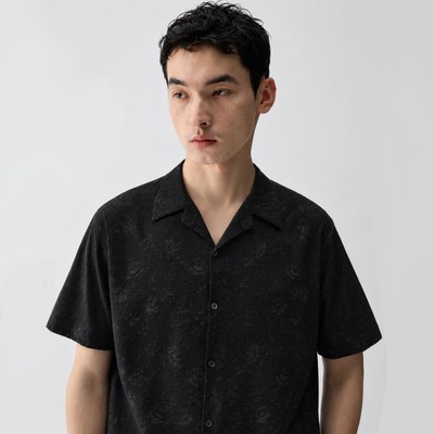 Áo sơ mi nam ROWAY PREMIUM vải jacquard | Cộc tay vân hoa