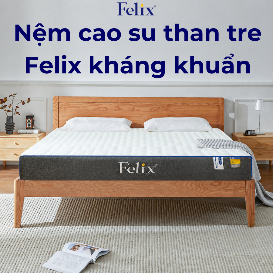 Nệm Cao Su Than Tre TRE PREMIUM SILVER CARBON FELIX, Sach Thoáng, Khử Mùi, Êm Ái Bền Lâu