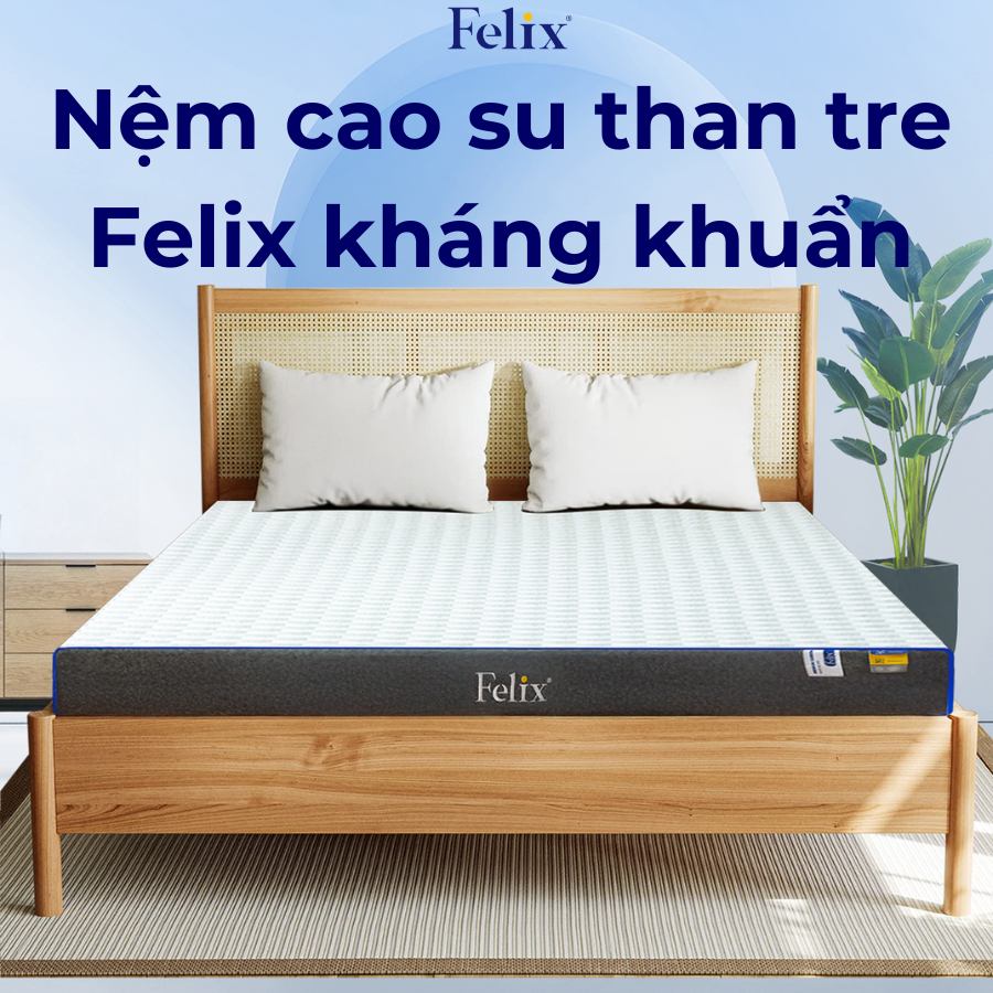 Nệm Cao Su Than Tre PREMIUM SILVER CARBON FELIX, Hỗ trợ cột sống, ngủ ngon