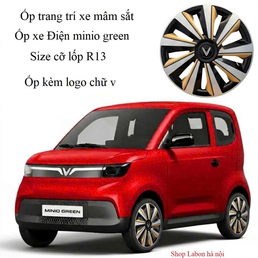 Ốp chụp mâm xe Điện minio green  cỡ lốp R13 ốp lazang R13 ốp trang trí mâm bánh xe ô tô minio green