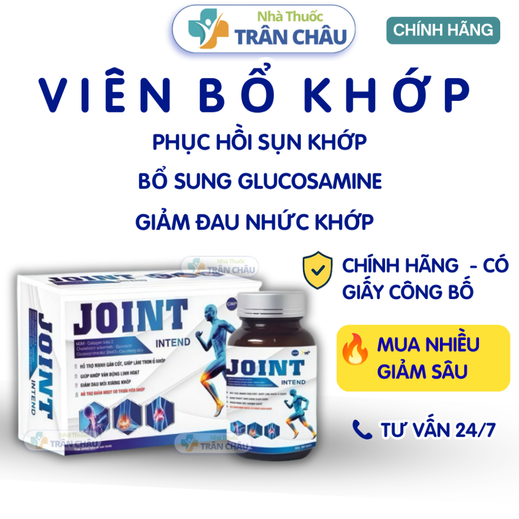 HCM Glucosamine Bổ Khớp Giảm Đau Nhức Xương Khớp, Khô Khớp, Thoái Hóa Khớp – Joint Intend 60 Viên