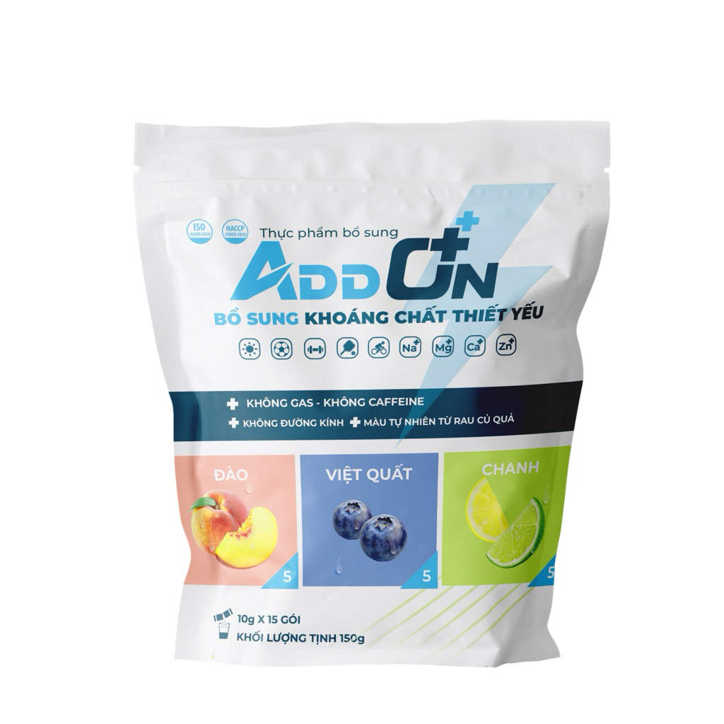 ADDON 29 Calo Combo2 túi 15 gói vị Đào bột điện giải thể thao giúp bù nước bù khoáng bù điện giải bổ