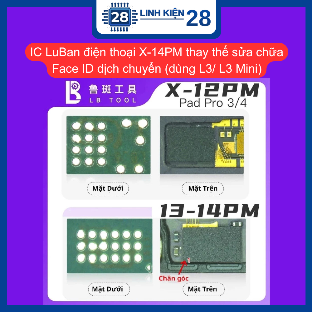 IC LuBan điện thoại X-14PM thay thế sửa chữa Face ID dịch chuyển (dùng L3/ L3 Mini). linhkien_28