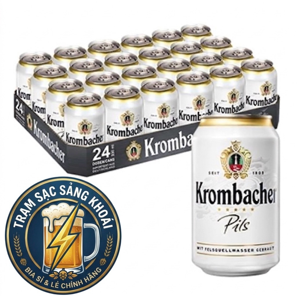 [NHẬP KHẨU ĐỨC] Bia Krombacher Pils-Bia lúa mạch thượng hạng-Thùng 24 lon & Bom 5L