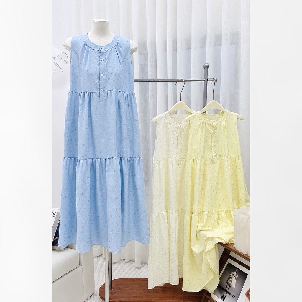 [Minn.studio] Váy Sát Nách Hoa Nhí Dáng Babydoll Tầng .Chất Đũi Mềm,Mát