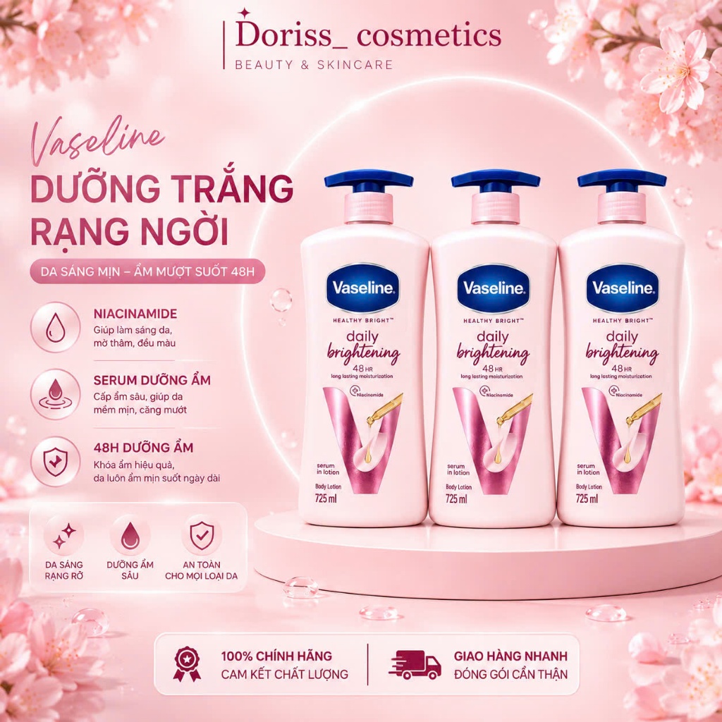 Sữa dưỡng thể Vaseline Healthy White UV Lightening Body Lotion 725ML-Bản Mỹ