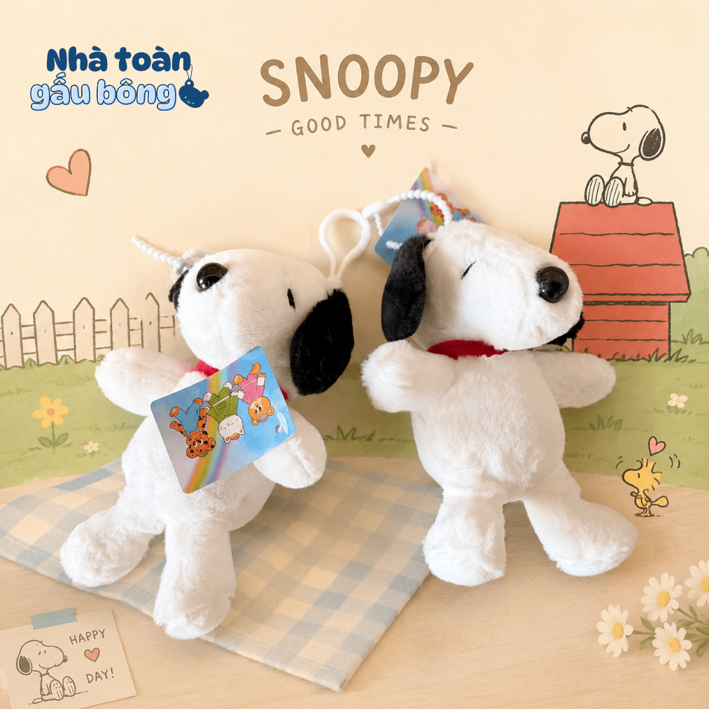 Móc Khóa Snoopy Nhồi Bông Đáng Yêu Cao Cấp, Gấu Bông Snoopy Mini Treo Balo Túi Xách Siêu Cute, Keych