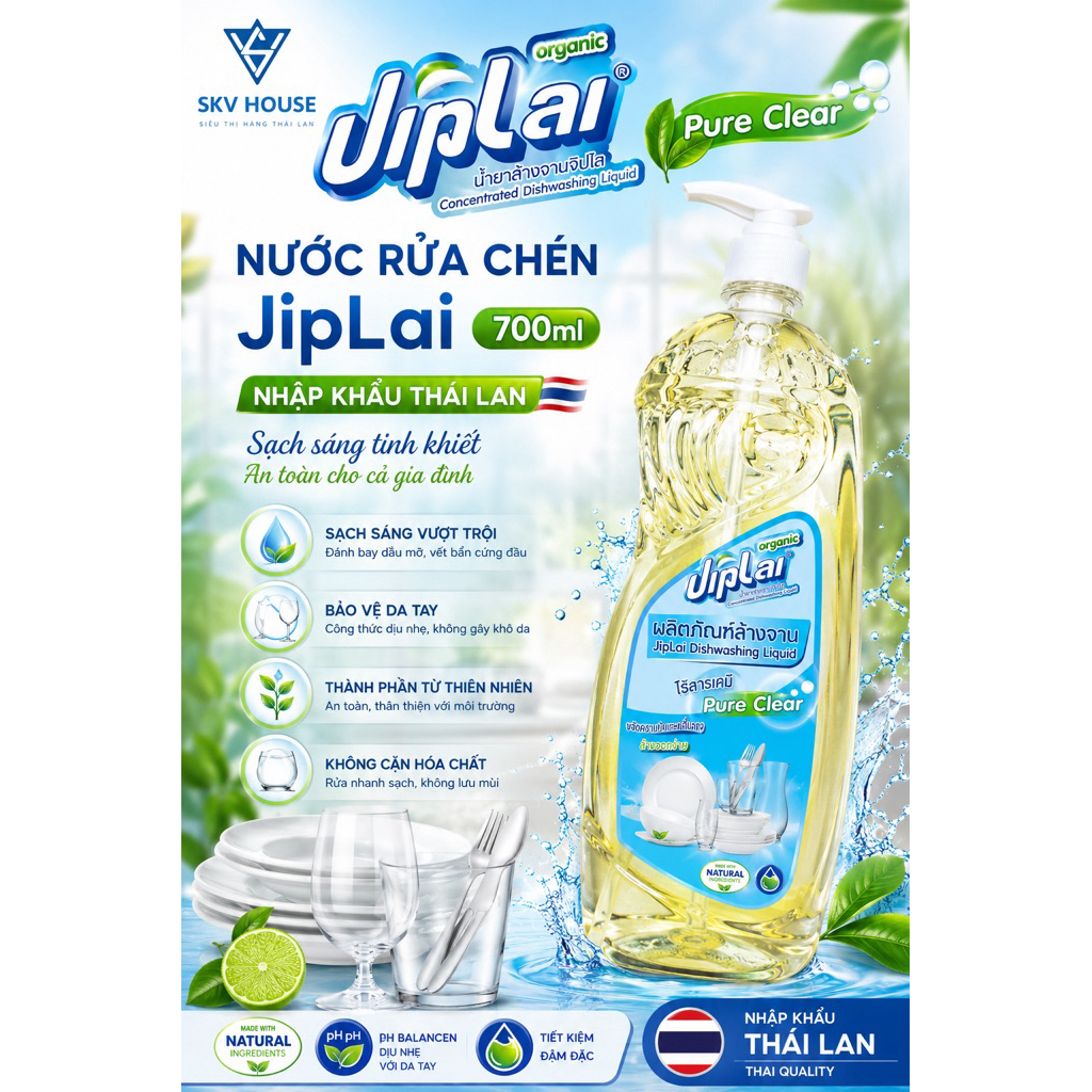 [Chính hãng] Nước rửa chén Thái Lan 🇹🇭  JipLai 700ml