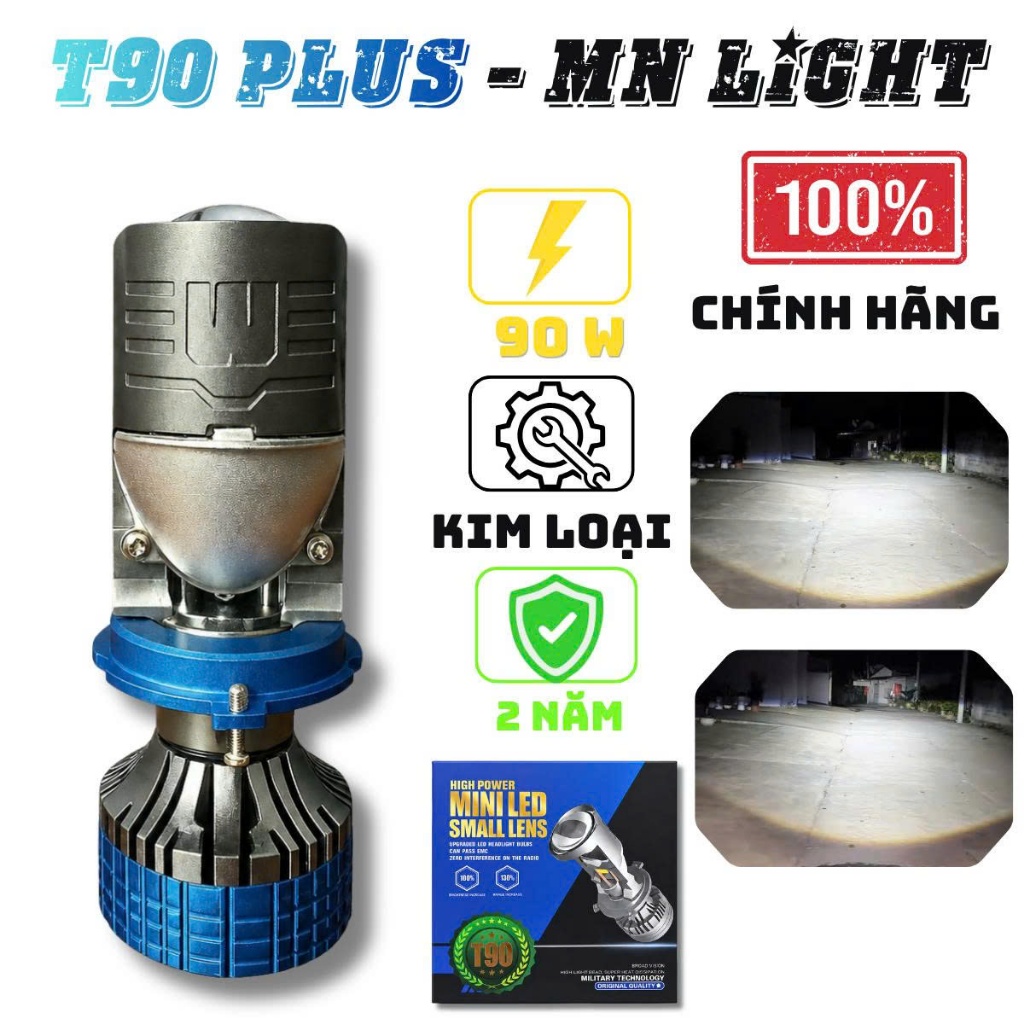 T90 PLUS 2024 90W THẤU KÍNH, CHỐNG CHÓI MẮT NGƯỜI ĐỐI DIỆN... 12v vs 24v H4