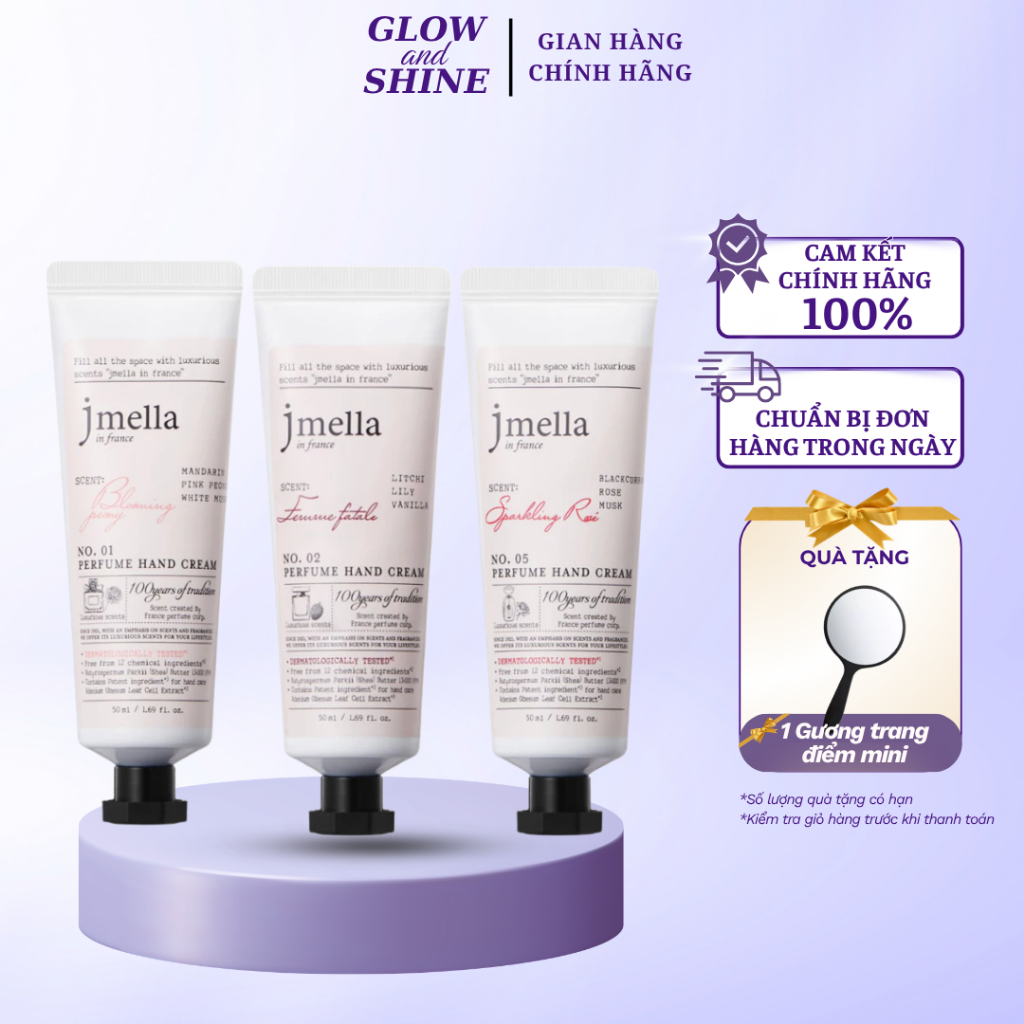 Kem dưỡng da tay JMELLA hương nước hoa Pháp ,dưỡng ẩm cho tay mềm mịn 50ml