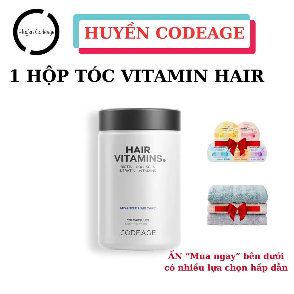 Viên uống Vitamins Hair Codeage 120 viên hỗ trợ mọc tóc (Huyền Codeage)