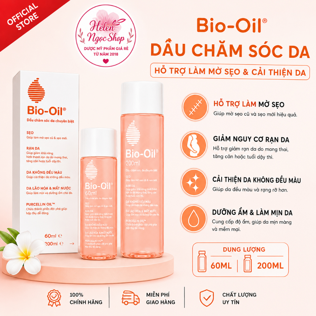 DẦU BIO OIL GIẢM RẠN DA, MỜ SẸO HIỆU QUẢ 60ML,200ML