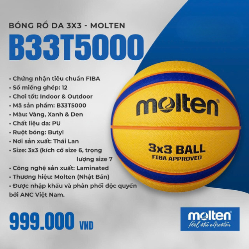 Bóng rổ chính hãng 3x3 của AKPRO, MOLTEN - Bóng rổ da, bóng rổ chuyên nghiệp cho sân OUTDOOR/INDOOR
