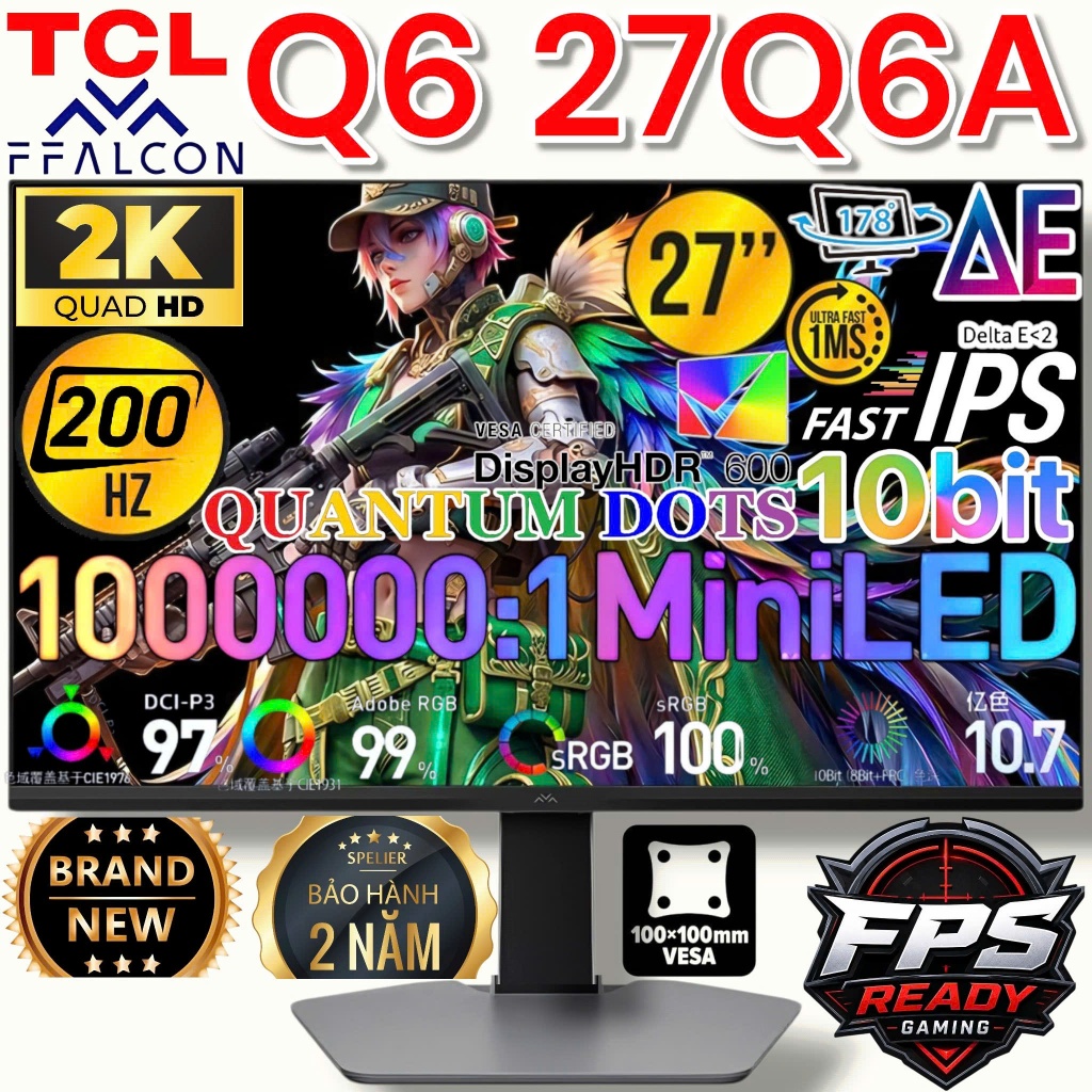 Tiệm Cận OLED - Màn Hình TCL FFALCON Q6 27Q6A - 200Hz - Mới FullBox BH 24Th QD-MiniLED 2K