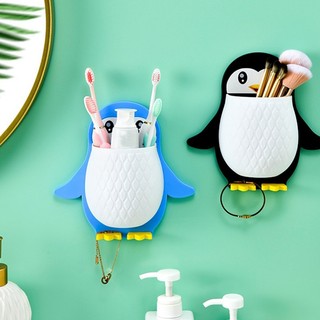 Kệ Treo Tường Đa Năng, Kệ Dán Tường Hình Chim Cánh Cụt Đựng Đồ Cá Nhân Mỹ Phẩm Bàn Chải Dễ Thương