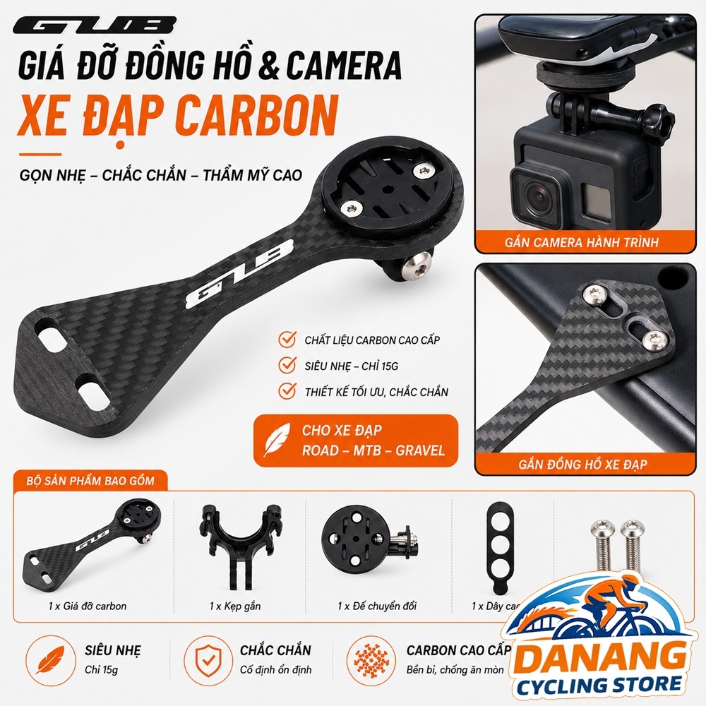 Giá Đỡ GUB Carbon 3K Gắn Đồng Hồ Đo Tốc Độ Xe Đạp F F12 F14 – Khoảng Cách Lỗ Ốc 8–>35mm