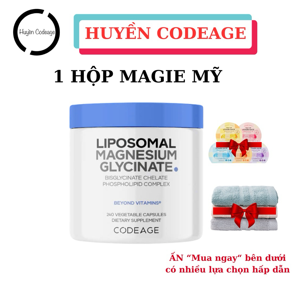 ( MAGIE-CODEAGE )  Codeage Liposomal Magnesium Glycinate 240 viên - (Huyền Codeage )