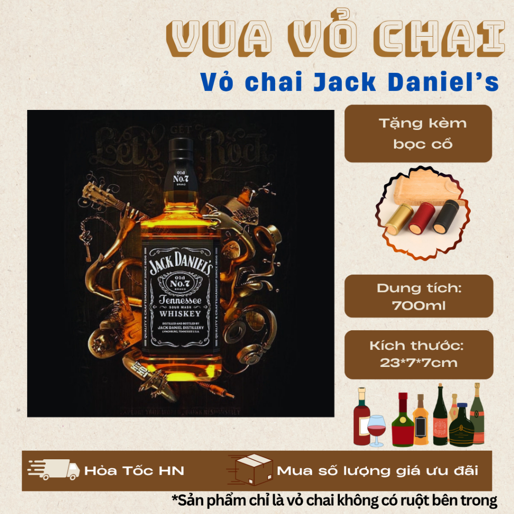 VỎ CHAI JACK DANIELS, [NEW 99%] [TẶNG KÈM BỌC CỔ]