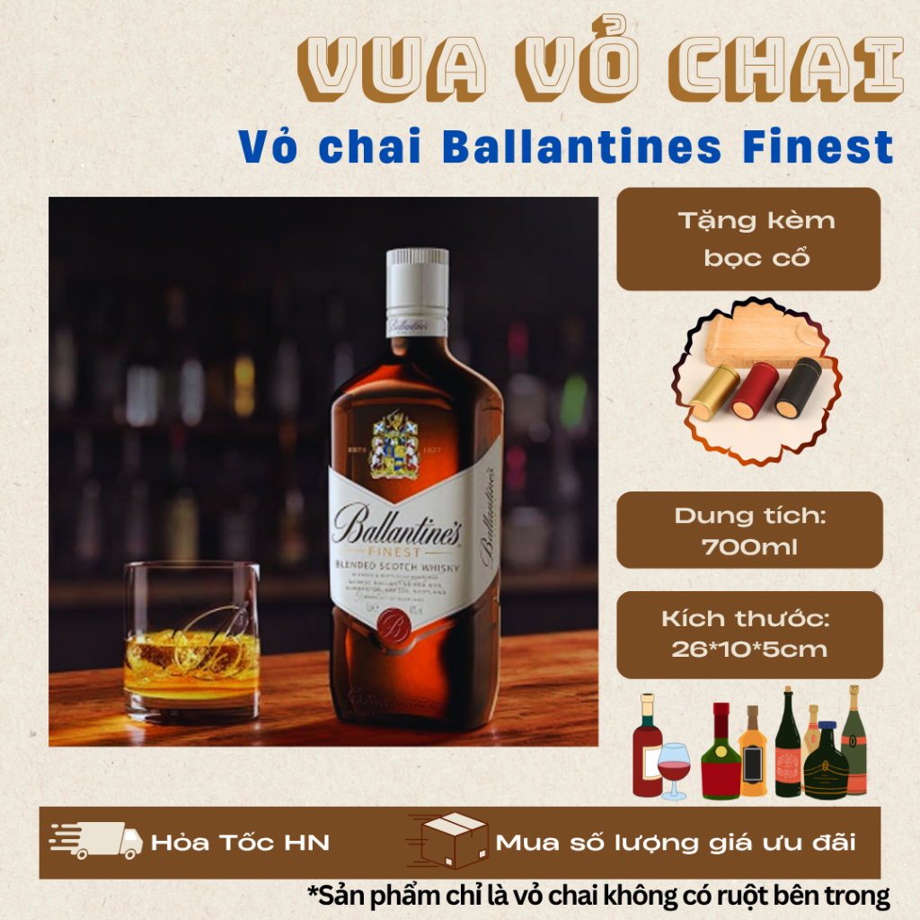 VỎ CHAI BALLANTINE'S FINEST FULL BOX, [NEW 99%] [TẶNG KÈM BỌC CỔ]