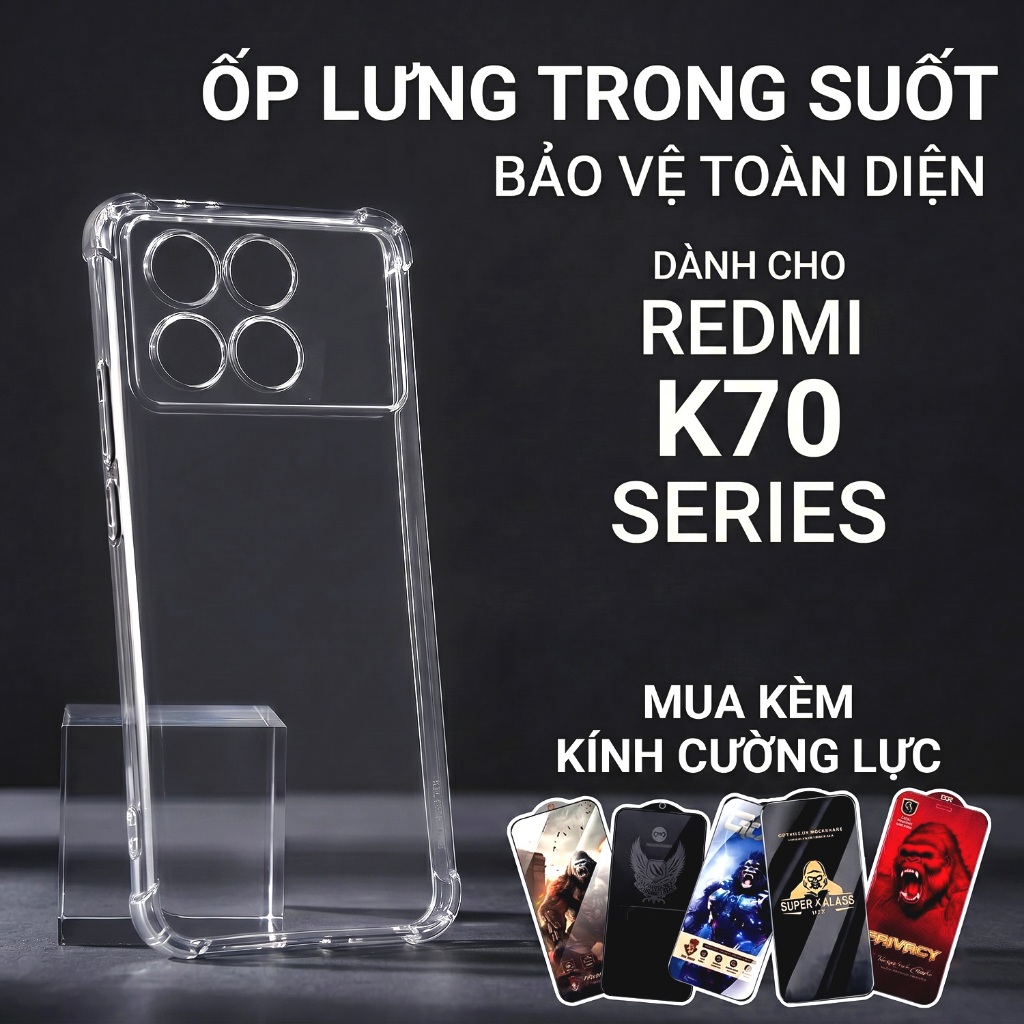 Ốp lưng Redmi K70, K70e, K70 Pro, K70 Ultra Cow case trong suốt | Ốp lưng điện thoại Xiaomi dẻo bào 
