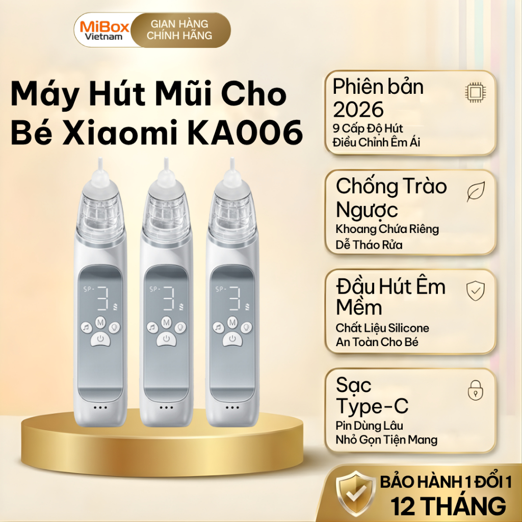 Máy Hút Mũi Xiaomi KA006 Cho Bé – 9 Cấp Độ Hút, Chống Trào Ngược, Sạc Type-C