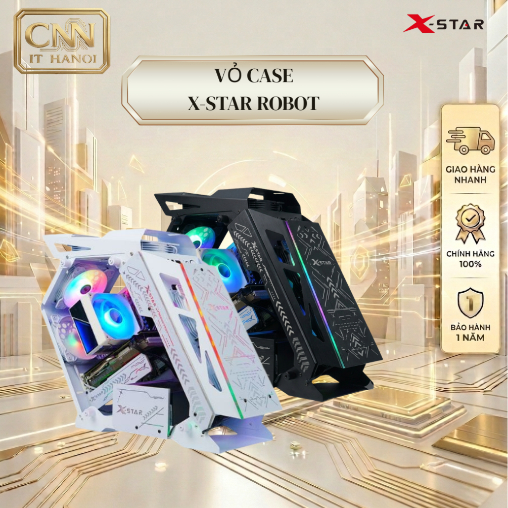 Vỏ Case Máy Tính Robot Xstar Tặng Kèm 3 fan, Vỏ Case Chính Hãng