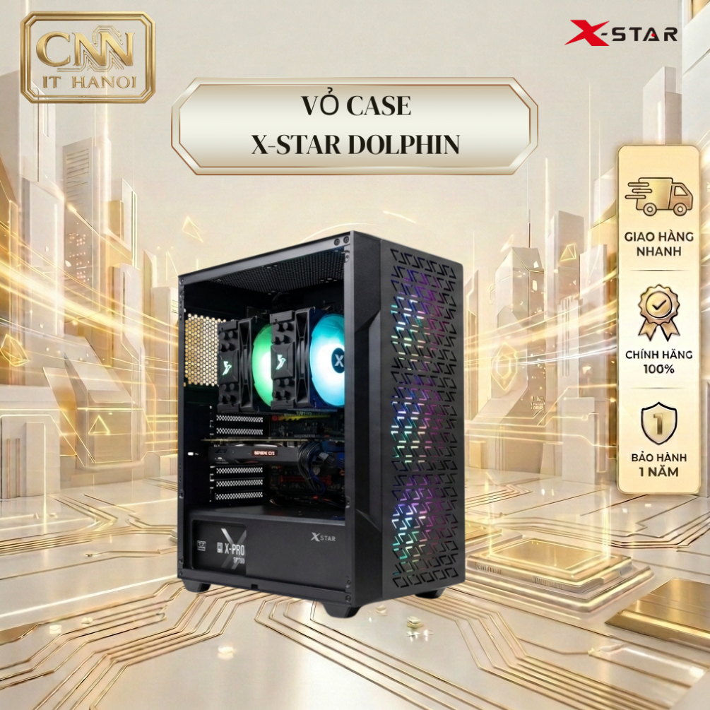 Vỏ Case Tặng Kèm 3 Fan - XSTAR - DOPHIN M-ATX Hàng Chính Hãng Mới 100%