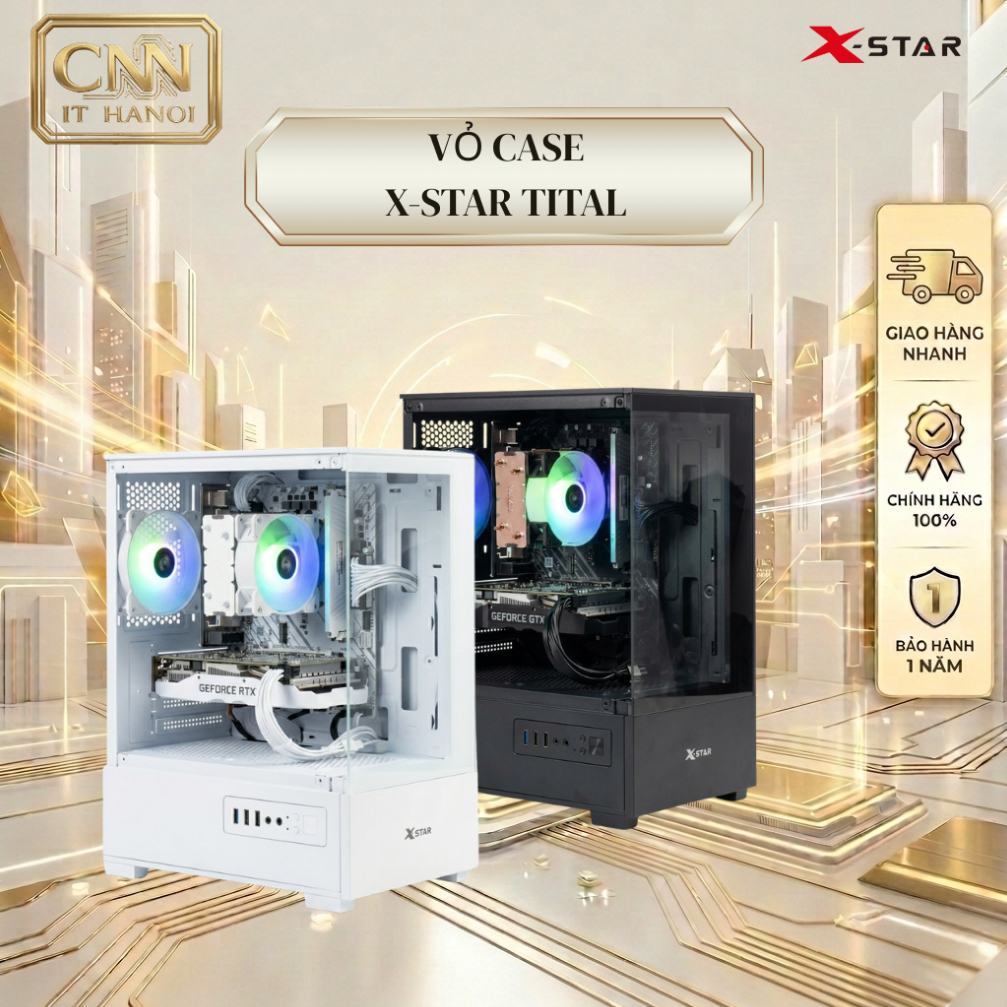 Vỏ Case Máy Tính Tital XSTAR 2 Mặt Kính Cường Lực, Vỏ Máy Tính Chính Hãng Bảo Hành 12 Tháng