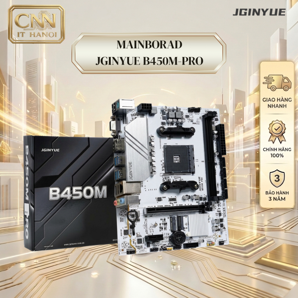 Main JGINYUE B450M PRO ARGB – Bo Mạch Chủ Hiệu Năng Cao, Hỗ Trợ Ryzen, Bảo Hành 36 Tháng
