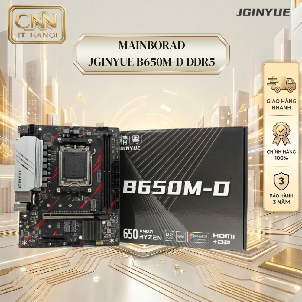 Mainboard Jginyue B650M-D New Full Box, Bo Mạch Chủ Chính Hãng Bảo Hành 36 Tháng