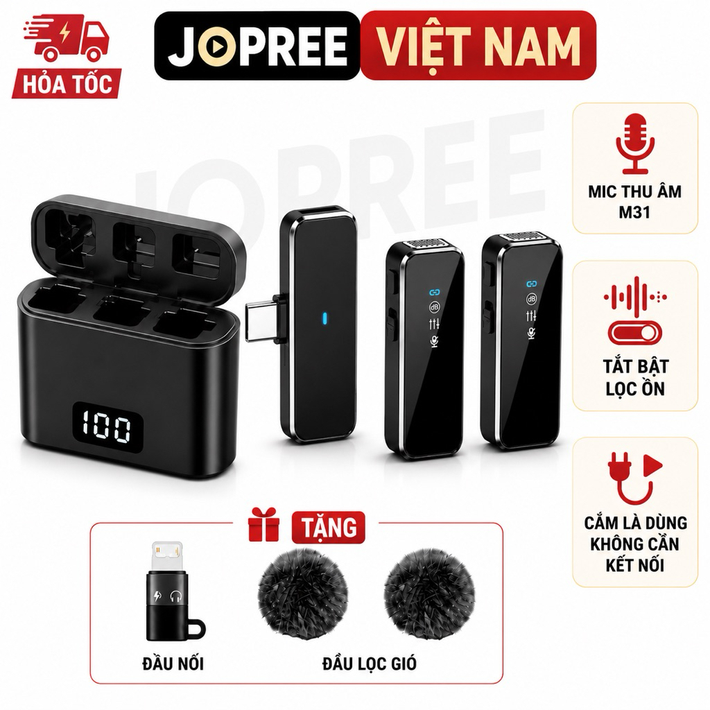 Mic Thu Âm Không Dây Cho Điện Thoại M31 - Bật Tắt Lọc Ồn - Micro Ghi Âm