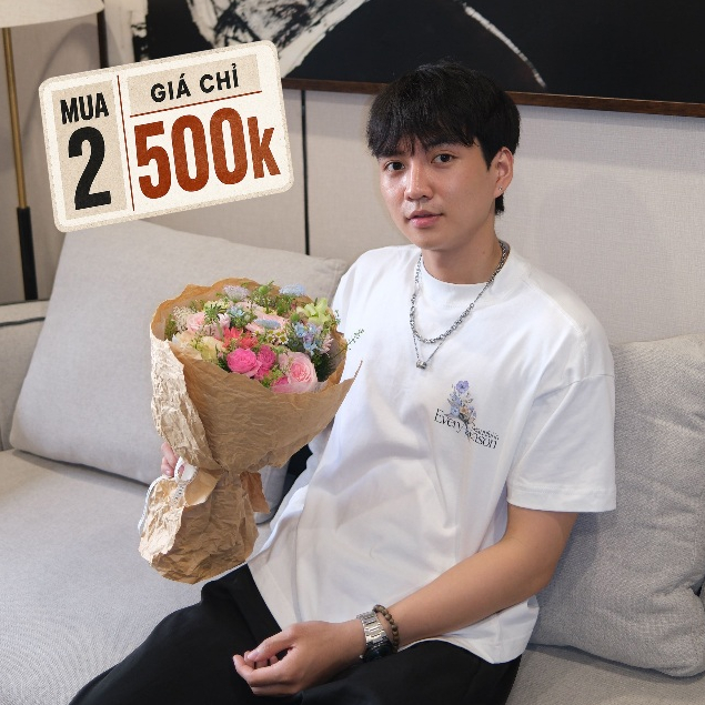 Áo Hoa Every Season 528Hz, local brand unisex màu trắng cho nam nữ, 100% cotton