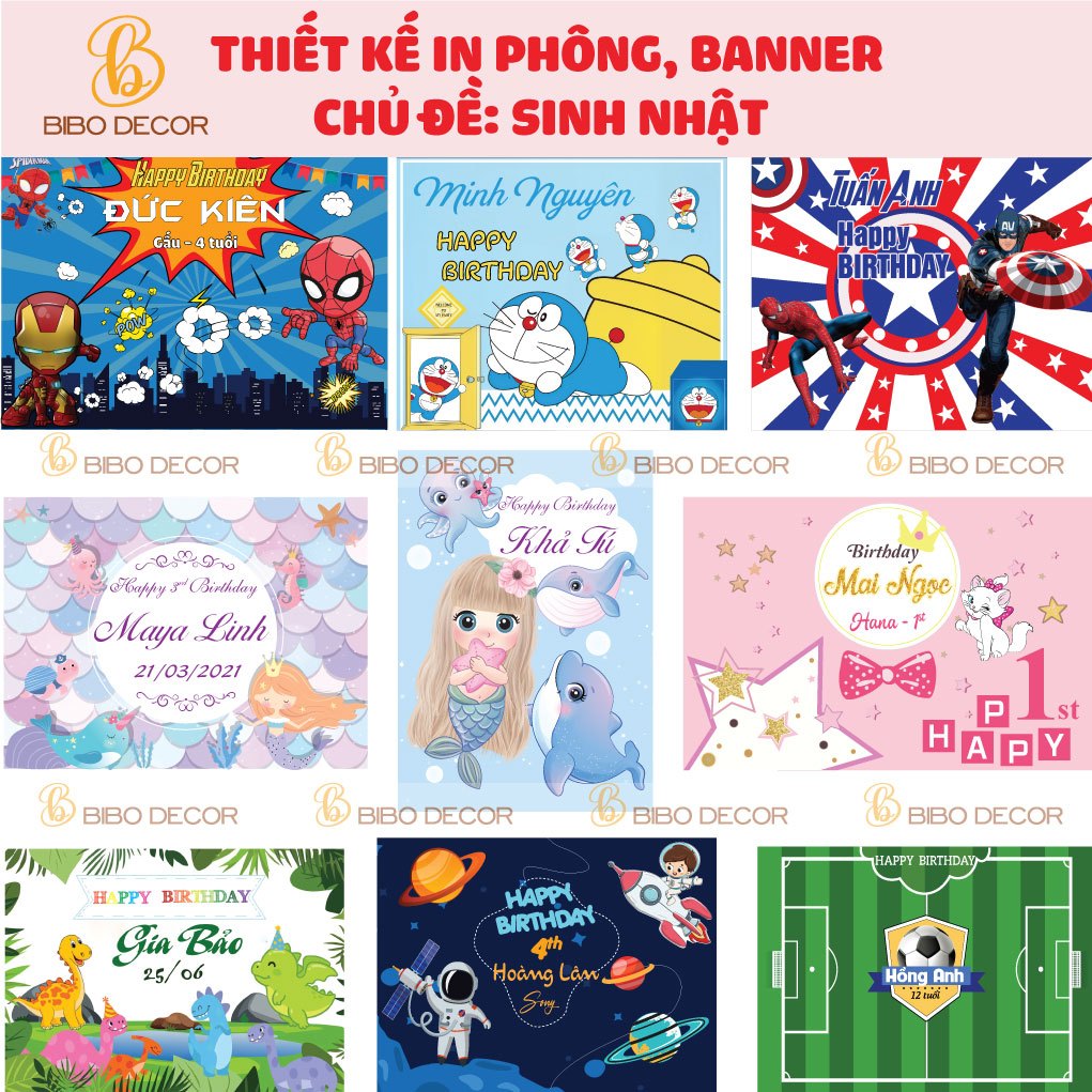 Thiết kế, in banner, backdrop, phông bạt hiflex trang trí sinh nhật - BIBO DECOR