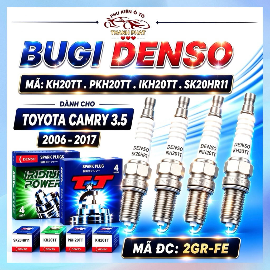 Bộ 6 Bugi Denso Chính Hãng Mã KH20TT PKH20TT IKH20TT SK20HR11 Cho Toyota Camry 3.5 Đời 2006 - 2017