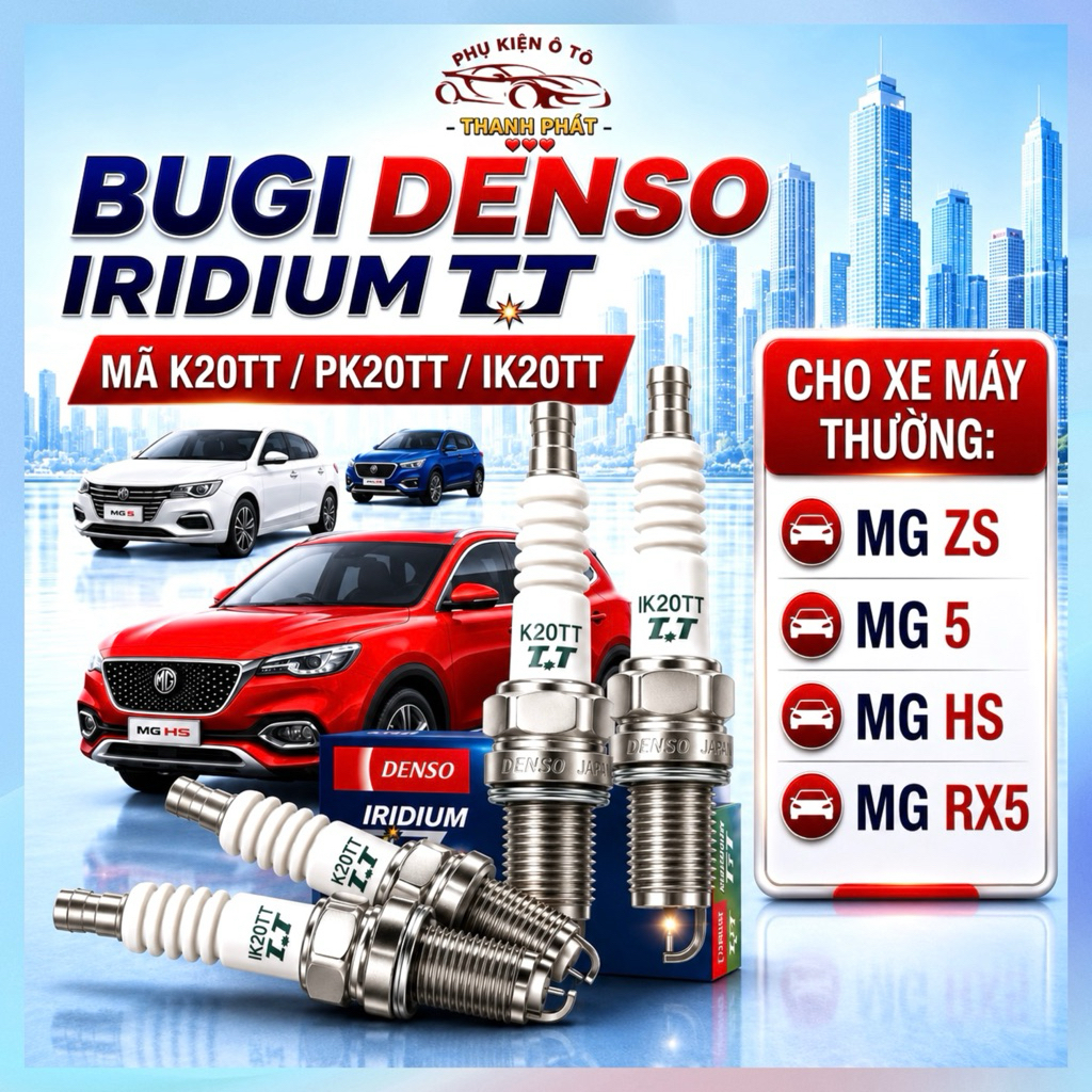 Bộ 4 Bugi Denso Chính Hãng Cho Xe MG Máy Thường ZS MG5 HS RX5 Mã K20TT PK20TT IK20TT Tăng Tốc Mượt