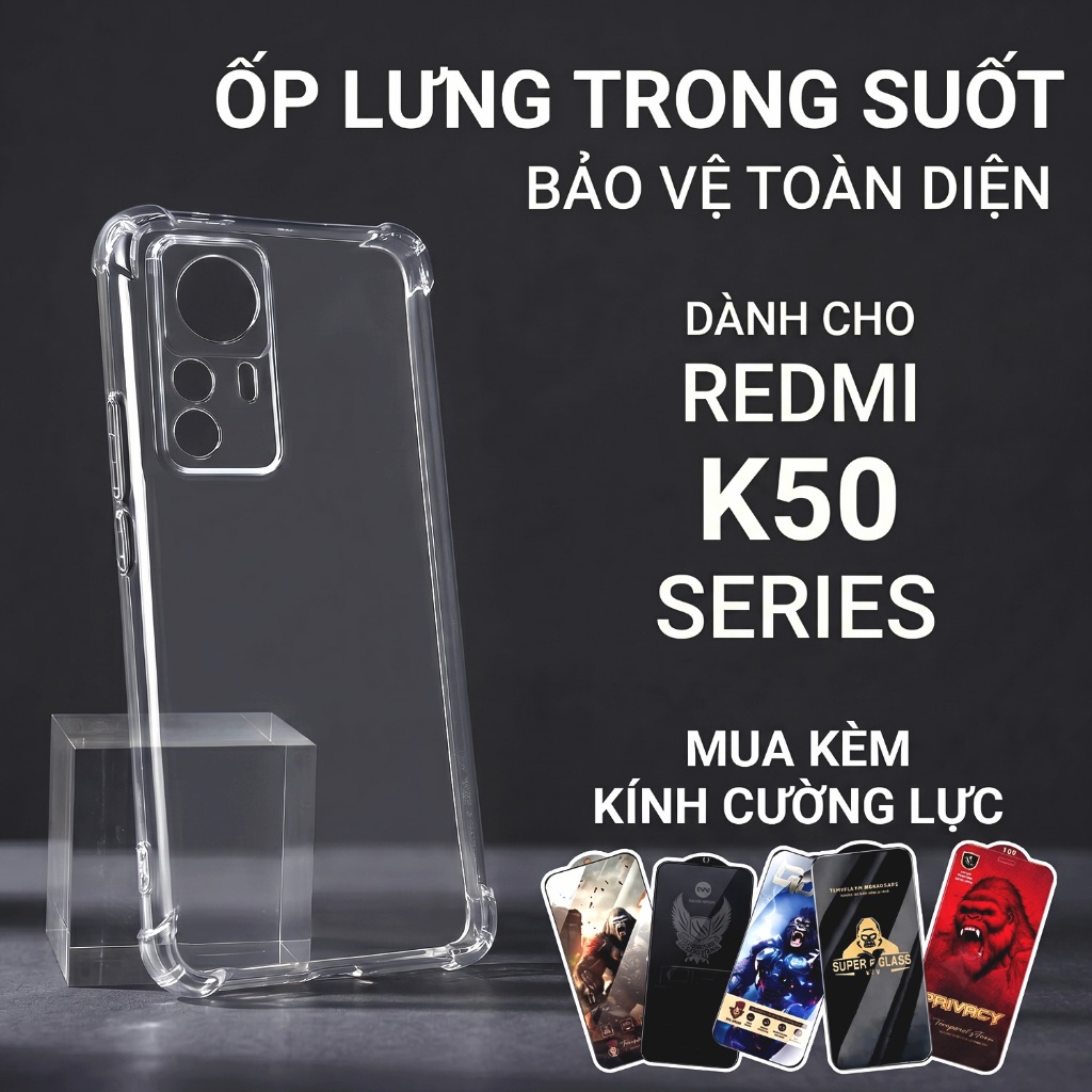 Ốp lưng Redmi K50 Ultra,Gaming,Pro, K50 5G Cow case trong suốt | Ốp điện thoại Xiaomi dẻo bảo vệ cam