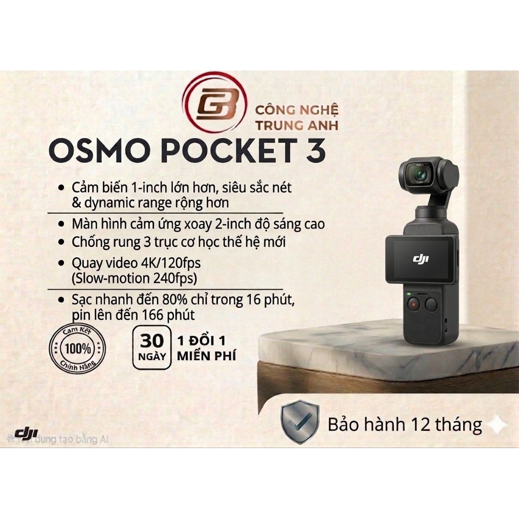Máy quay cầm tay DJI Osmo Pocket 3 & DJI Osmo Pocket 3 Combo - hàng chính hãng bảo hành 12 tháng
