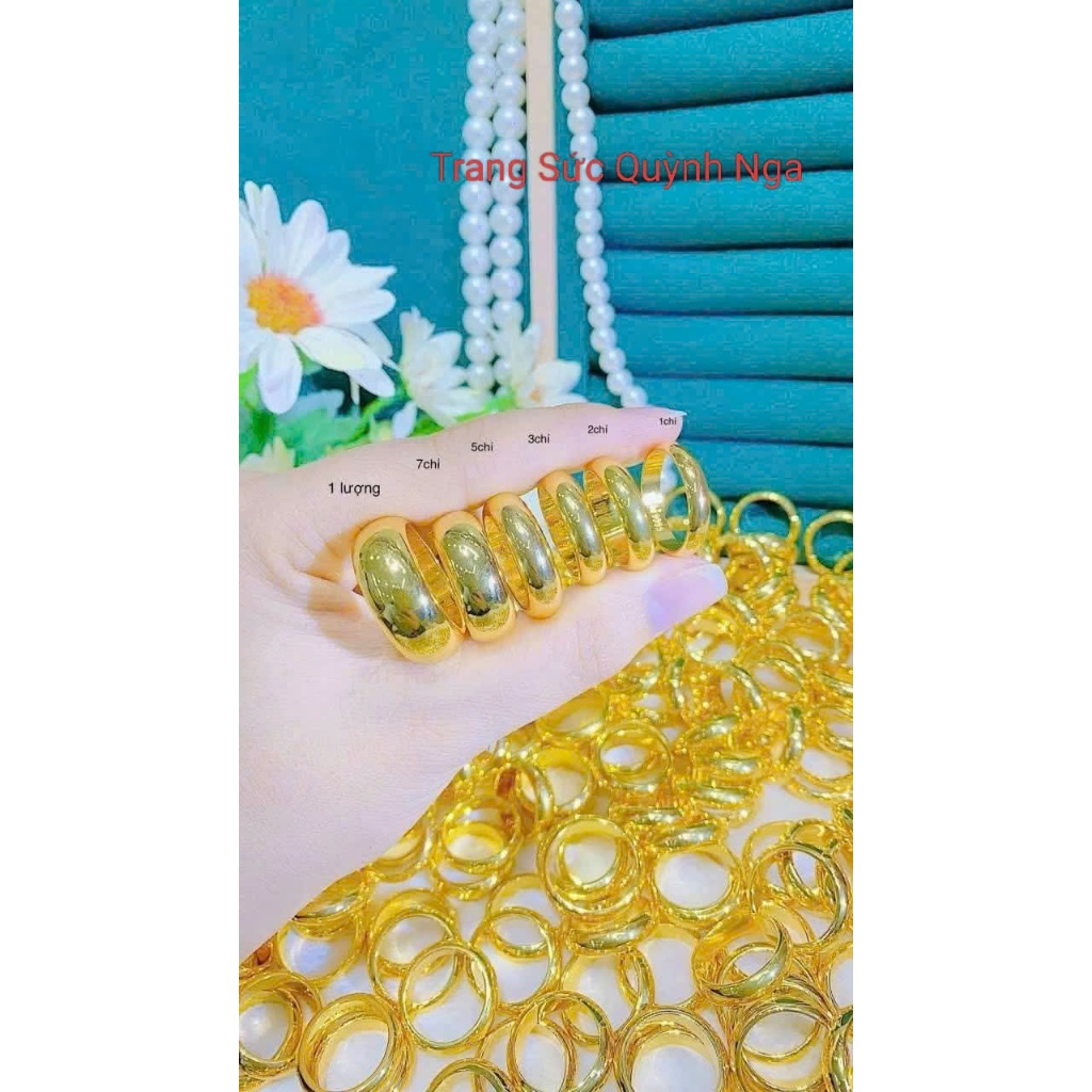 Nhẫn trơn, nhẫn chỉ 1.2.3.5.7 chỉ mạ màu 24 ,bền màu có khắc 4 số 9,
