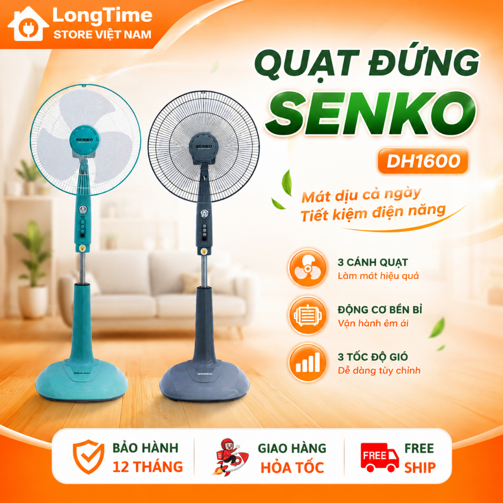 Quạt Đứng Senko Dh1600 ( Có Hẹn Giờ) - Chính Hãng
