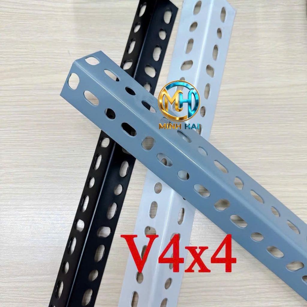 Sắt V4x4 lỗ (màu xám) - lắp kệ sắt V lỗ, Thanh Sắt V Lỗ 4x4 Đa Năng Lắp Kệ Sơn Sắt Tĩnh Điện