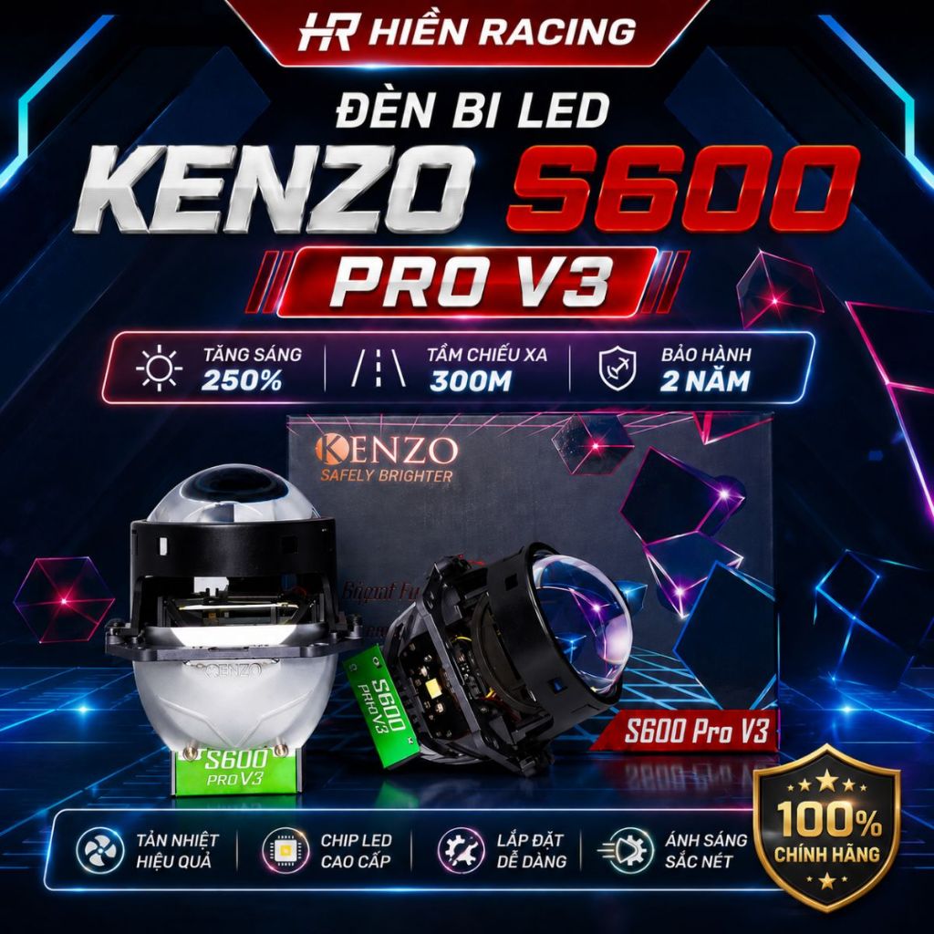 KENZO S600 Pro V3, Đèn Bi Cầu Led S600 Pro 65W Chống Nước,Bụi– Siêu Sáng, Tản Nhiệt Tốt, Độ Bền Cao