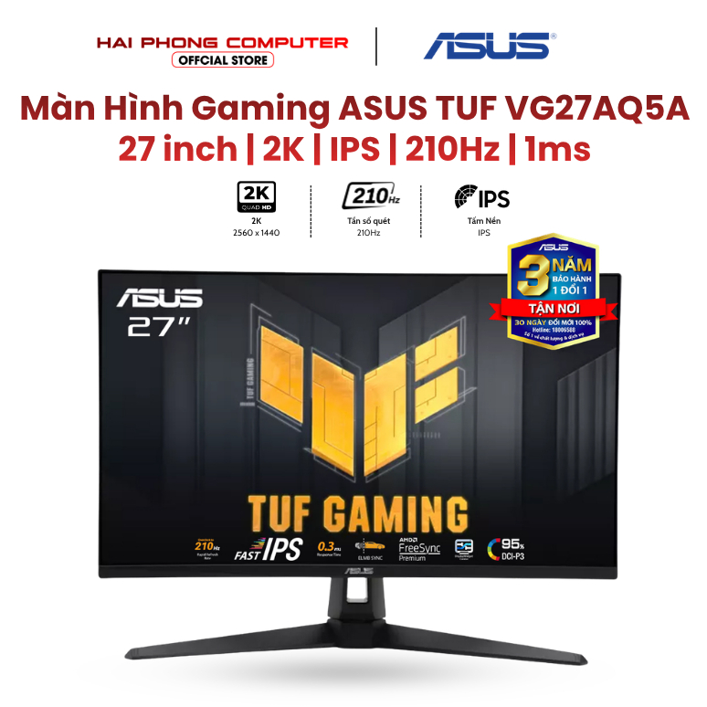 Màn hình LCD Asus TUF Gaming VG27AQ5A 2K/ Fast IPS/ 210Hz/ 1 ms - Hàng chính hãng