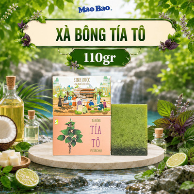 Xà Bông Tía Tô Sinh Dược 110g, Giúp Hỗ Trợ Kháng Khuẩn, Dưỡng Da Thư Giãn, Hỗ Trợ Ngăn Ngừa Mụn
