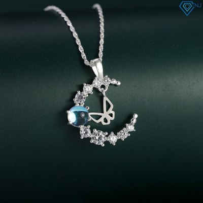 Dây chuyền nữ bạc mặt trăng hình cánh bướm đính đá moonstone lấp lánh DCN0679 - Trang Sức TNJ
