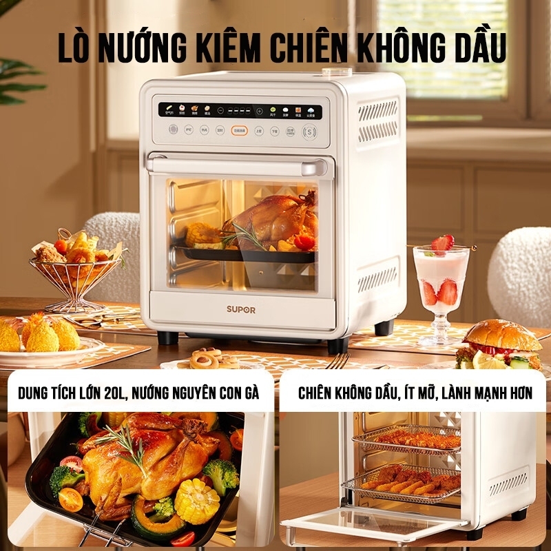 Lò nướng hơi nước Supor OD20AK812 Evolight công nghệ mới, màn hình cảm ứng,nồi chiên không dầu